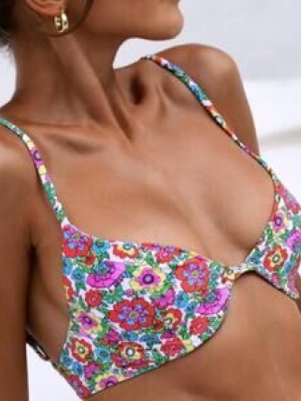 NWT VDM Swim Retro Floral Bikini Top size S